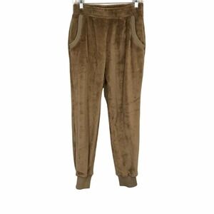 Lush Womens Brown Fleece Elastic Waist Pull On Casual Jogger Pant Size Medium